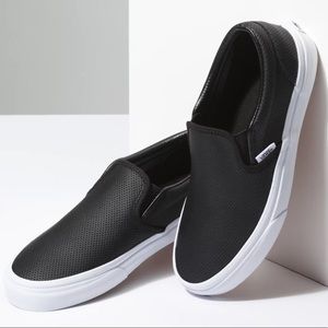 Vans Black Perf Leather Slip-On Size: W8 M6.5